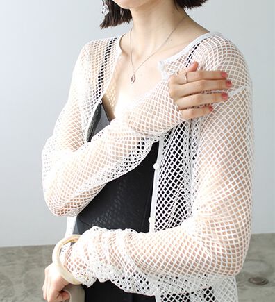 GeeRA（ジーラ）の「２ｗａｙメッシュカーディガン（ニットカーディガン）」