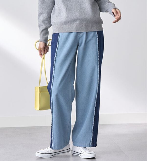 BELLUNA（ベルーナ）の「細見せ！フリンジデニムパンツ（フルレングスパンツ）」｜詳細画像