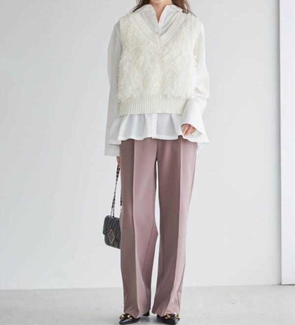 RANAN（ラナン）の「裏起毛美脚シルエットピンタックワイドパンツ（フルレングスパンツ）」｜詳細画像