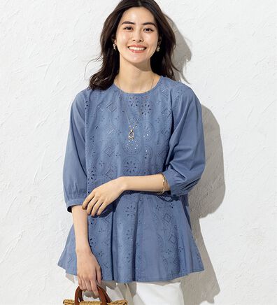 ルフラン（ルフラン）の「刺しゅうレースの切替ブラウス（ブラウス）」