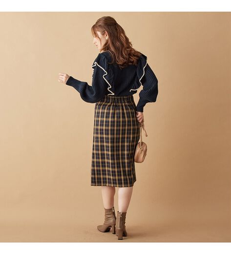 チェック柄タイトスカート