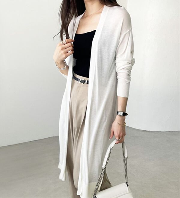 GeeRA（ジーラ）の「【3つの機能付】ロングニットカーディガン（ミディ丈）（ニットカーディガン）」｜詳細画像