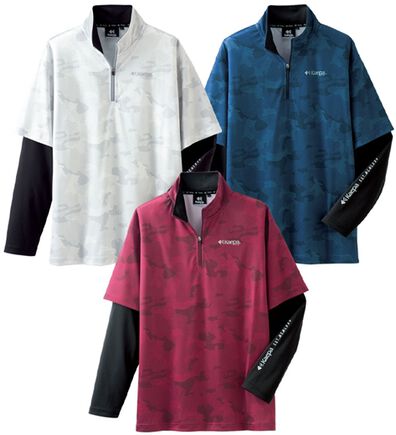 「＜ケイパ＞フェイクレイヤードハーフジップＴシャツ（メンズカットソー）」