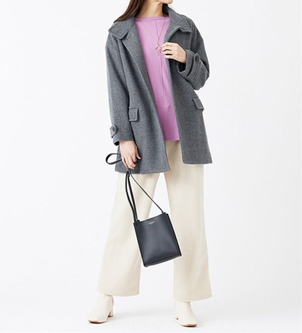 BELLUNA（ベルーナ）の「ウール調スタンド衿ミドル丈コクーンコート（ハーフコート）」｜詳細画像