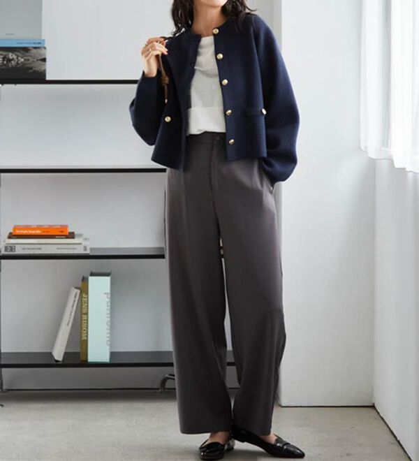 RANAN（ラナン）の「【4つの機能付き】洗える！ゴールド調ボタンニットカーディガン（ニットカーディガン）」｜詳細画像