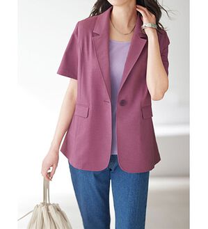 BELLUNA（ベルーナ）の「軽く羽織れる！麻調テーラードジャケット（テーラードジャケット）」｜ローズ