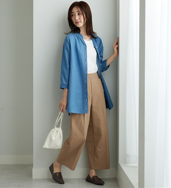 BELLUNA（ベルーナ）の「やわらかデニム素材シャツチュニック（チュニック）」｜詳細画像