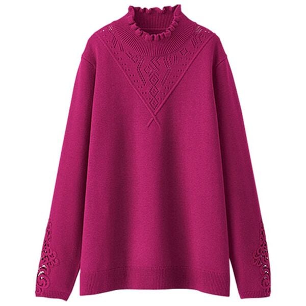 BELLUNA（ベルーナ）の「＜ＭＡＩＳＯＮ　Ｄ　ＡＺＵＲ＞ウール入り袖レースプルオーバー（ニット・セーター）」｜詳細画像