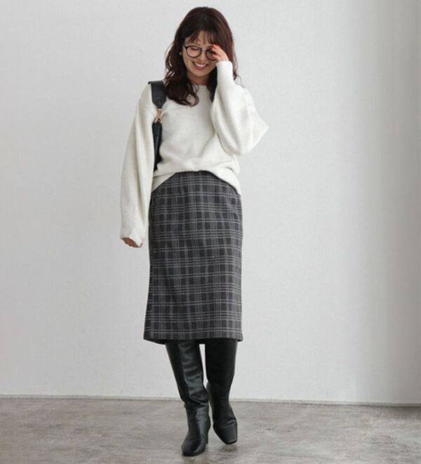 Pierrot（ピエロ）の「丈と柄が選べるカシミヤタッチＩラインスカート（ロングスカート）」｜詳細画像