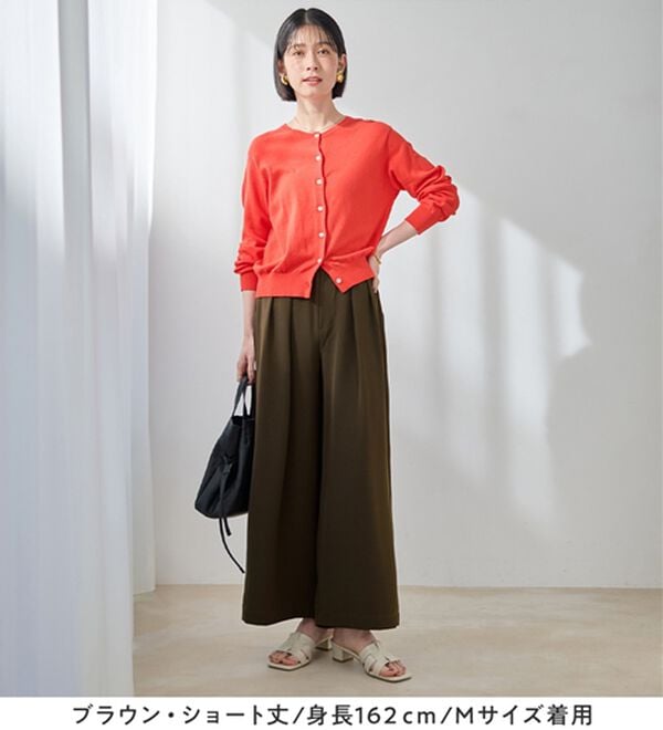 Viola e Viola（ヴィオラ エ ヴィオラ）の「さらさらＥＡＳＹ－３キロ魅せ！とろみタックワイドパンツ（ワイドパンツ・ガウチョ）」｜詳細画像