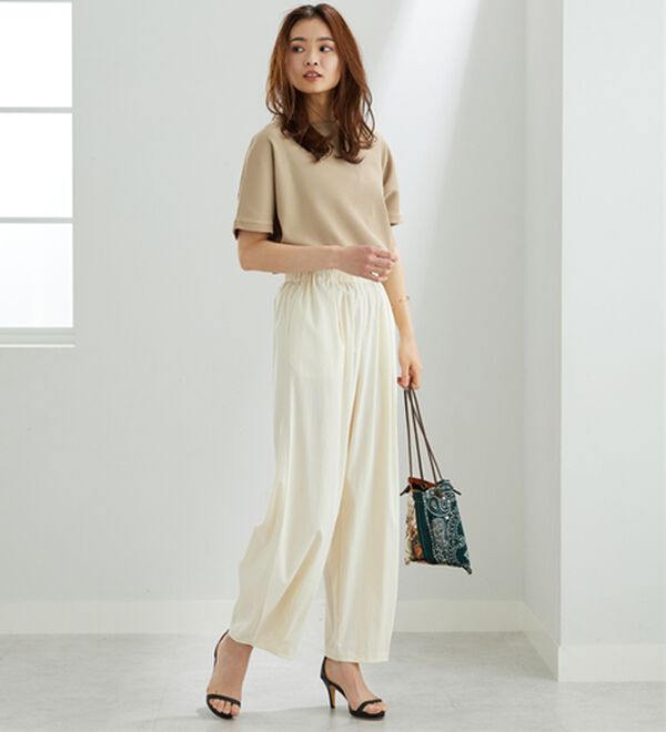BELLUNA（ベルーナ）の「サラリ快適！ビンテージ調カーブパンツ（ワイドパンツ・ガウチョ）」｜詳細画像