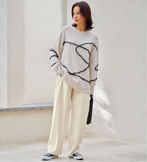 BELLUNA（ベルーナ）の「＜＆ｃｏｃｏｃｈｉ＞ウーリッシュジャージーバレルパンツ（ワイドパンツ・ガウチョ）」｜詳細画像