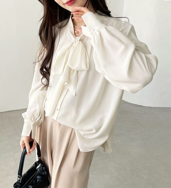 GeeRA（ジーラ）の「前後２ｗａｙボウタイブラウス（ブラウス）」｜詳細画像