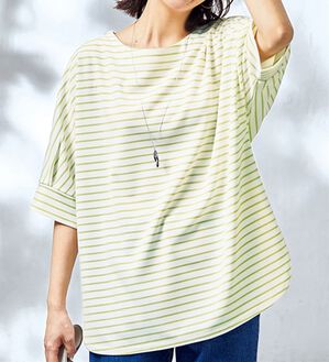 BELLUNA（ベルーナ）の「リップル素材ゆったりボーダープルオーバー（カットソー）」｜詳細画像