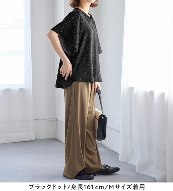 Viola e Viola（ヴィオラ エ ヴィオラ）の「【接触冷感】さらっと涼感フレアスリーブブラウス（ブラウス）」｜詳細画像