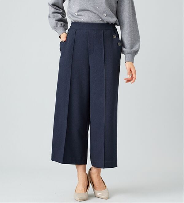 BELLUNA（ベルーナ）の「ウーリッシュ素材釦使いワイドパンツ（ワイドパンツ・ガウチョ）」｜詳細画像