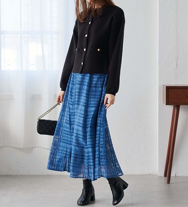 RANAN（ラナン）の「シアーチェックスカート（ロングスカート）」｜詳細画像