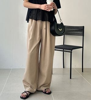 GeeRA（ジーラ）の「【体型カバー】上品なのにラクちんワイドパンツ（フルレングスパンツ）」｜ベージュ