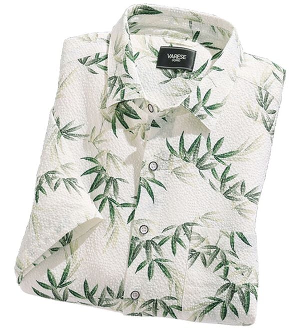 「さらっと爽快！快適和柄シャツ（メンズシャツ）」｜アイボリー