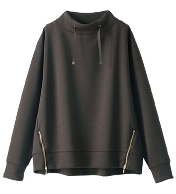 BELLUNA（ベルーナ）の「なめらかタッチ！もっちりん裾ジッププルオーバー（カットソー）」｜詳細画像