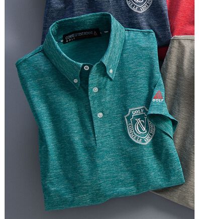 「＜コムルヴァン・オム・ゴルフ＞杢調ドライポロシャツ（メンズポロシャツ）」