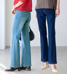 BELLUNA（ベルーナ）の「細見せ！セミフレアーデニムパンツ（フルレングスパンツ）」