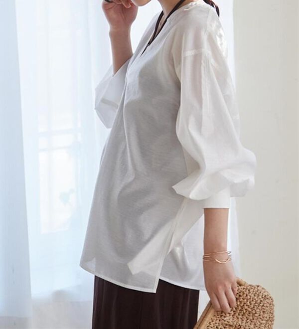 RANAN（ラナン）の「ディープVネックシアーシャツ（シャツ）」｜詳細画像