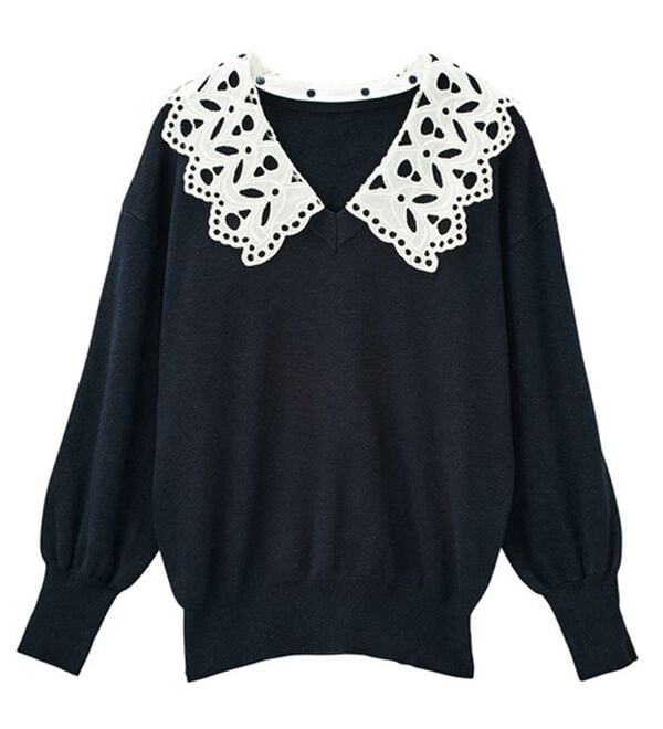 GeeRA（ジーラ）の「レース衿付ニット（ニット・セーター）」｜詳細画像