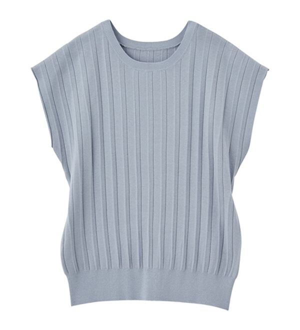 GeeRA（ジーラ）の「プリーツ編フレンチスリーブリブトップス（ニット・セーター）」｜詳細画像