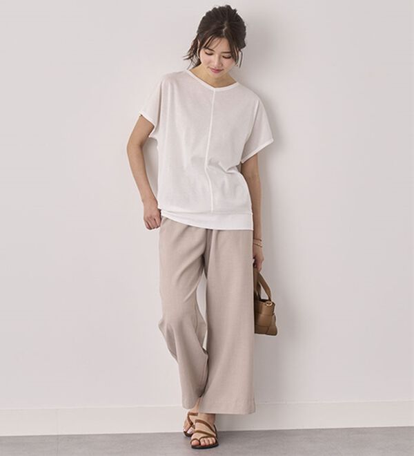 BELLUNA（ベルーナ）の「畳んでもシワにならない！麻調ワイドパンツ（ワイドパンツ・ガウチョ）」｜詳細画像