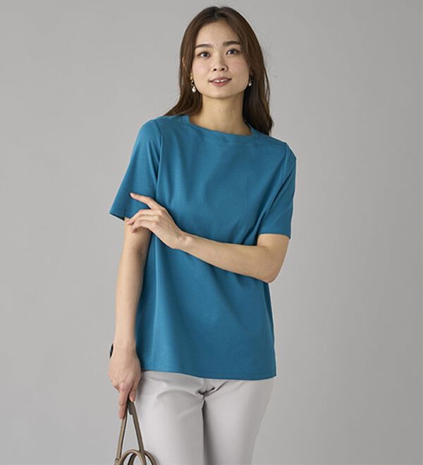 BELLUNA（ベルーナ）の「艶やか綿１００％シンプルプルオーバー（カットソー）」｜詳細画像