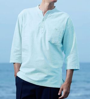 「ひんやり涼やか綿麻ゆったりシャツ（メンズシャツ）」｜詳細画像