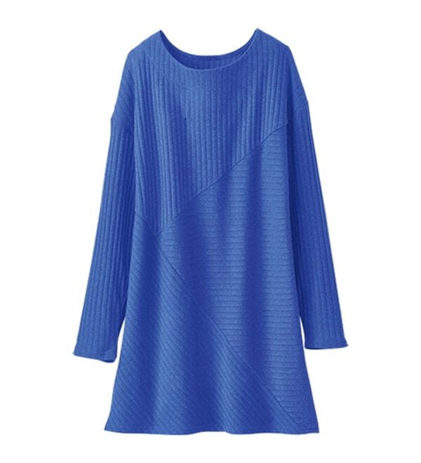 BELLUNA（ベルーナ）の「杢調テレコ素材切替デザインチュニック（チュニック）」｜詳細画像