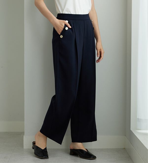 BELLUNA（ベルーナ）の「メランジストレッチ素材ワイドパンツ（ワイドパンツ・ガウチョ）」｜詳細画像