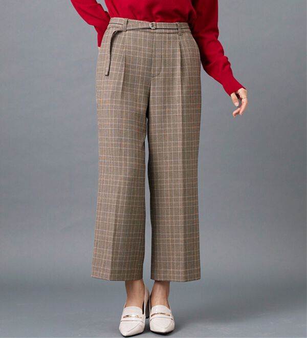 BELLUNA（ベルーナ）の「サマ見え（Ｗ）ベルト付ワイドパンツ（ワイドパンツ・ガウチョ）」｜詳細画像