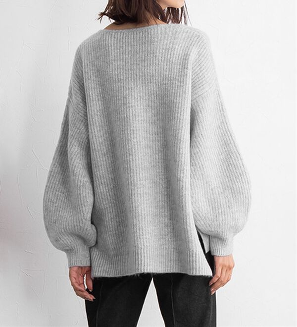 Pierrot（ピエロ）の「【洗濯機で洗える】ネックが選べるふんわりボリューム袖ニット（ニット・セーター）」｜詳細画像