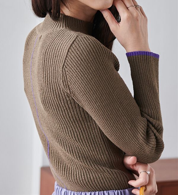 RANAN（ラナン）の「もちもちリブパイピングハイネックニット（ニット・セーター）」｜詳細画像
