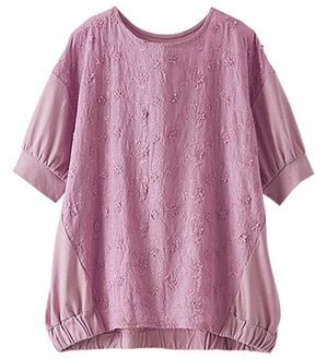 BELLUNA（ベルーナ）の「＜＆ｃｏｃｏｃｈｉ＞３Ｄレース切替コクーンブラウス（チュニック）」｜ローズ