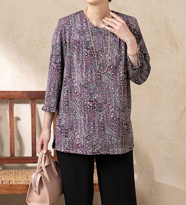 ルフラン（ルフラン）の「日本製　ニットちりめんブラウス（ブラウス）」｜詳細画像