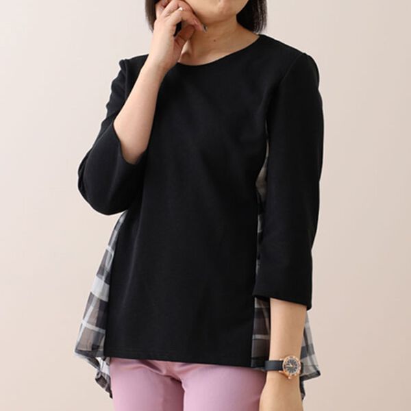 BELLUNA（ベルーナ）の「バックチェック柄切替プルオーバー（チュニック）」｜詳細画像