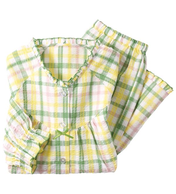 LAVIENNE（ラヴィエンヌ）の「サラッと涼感、綿１００％サッカーパジャマ（パジャマ・ルームウェア）」｜詳細画像