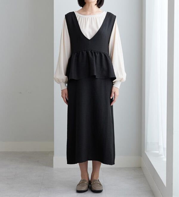 BELLUNA（ベルーナ）の「体型カバー！ペプラムジャンパースカート（ジャンパースカート）」｜詳細画像