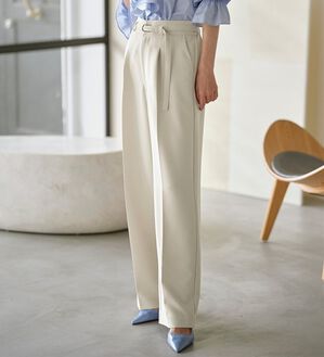 RANAN（ラナン）の「洗える！ベルト付ワイドパンツ（ワイドパンツ・ガウチョ）」｜エクリュ