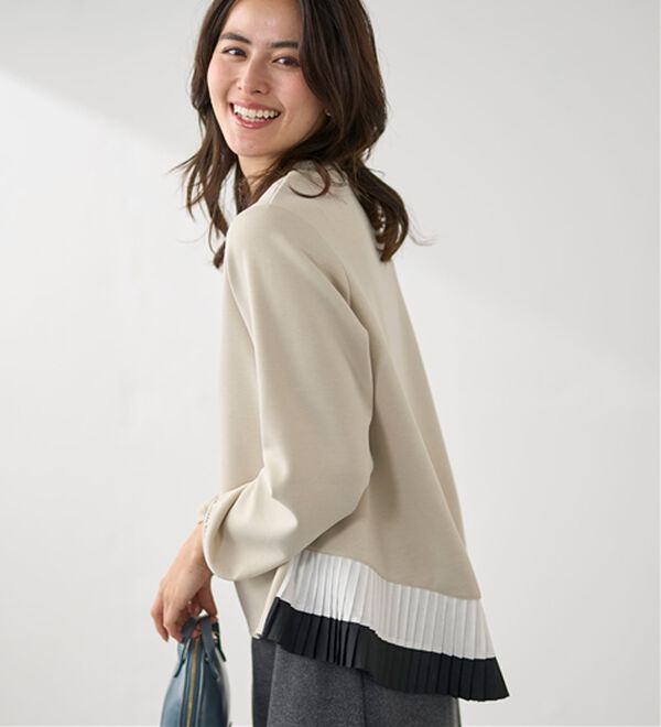 BELLUNA（ベルーナ）の「裾配色プリーツデザインプルオーバー（カットソー）」｜詳細画像