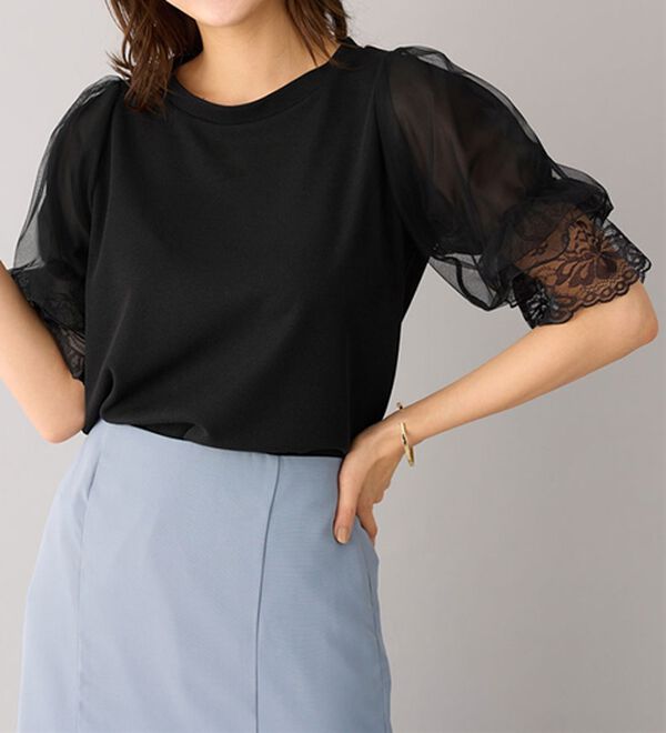 alotta（アロッタ）の「上品袖レース使いプルオーバー（カットソー）」｜詳細画像