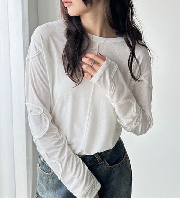 GeeRA（ジーラ）の「コード刺繍スラブシアーカットソー（カットソー）」｜詳細画像