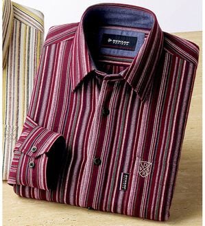 「＜ダンロップ・リファインド＞コーデュロイ調起毛シャツ（メンズシャツ）」｜ワイン