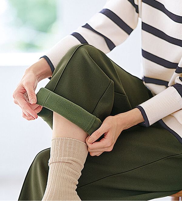 BELLUNA（ベルーナ）の「【快適Ｌａｂ．】裏起毛ジョーゼット素材ワイドパンツ（ワイドパンツ・ガウチョ）」｜詳細画像