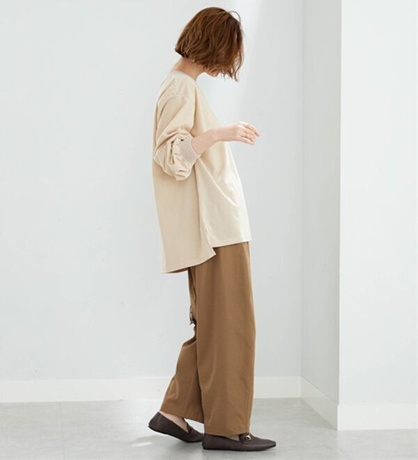 BELLUNA（ベルーナ）の「ニットリブＶネックコーデュロイプルオーバー（カットソー）」｜詳細画像