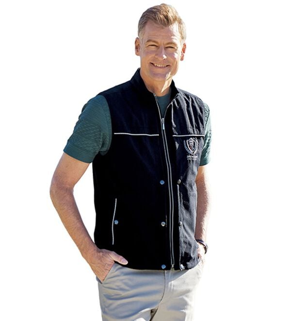 「＜ダンロップ・リファインド＞５０代からの手ぶらでお出かけベスト（メンズベスト）」｜ブラック